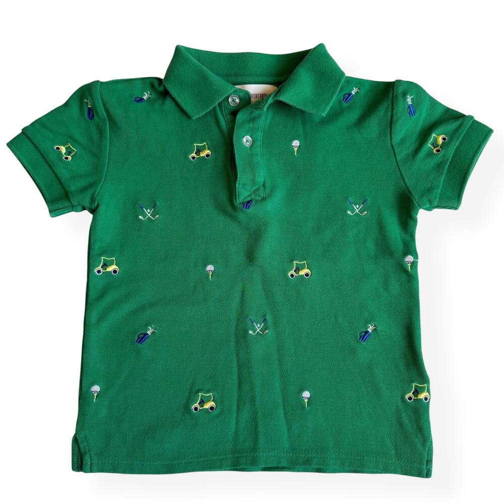 Adventurewear 360 Boys Golf Polo Shirt Green Embroidered Golf Preppy Masters 4
